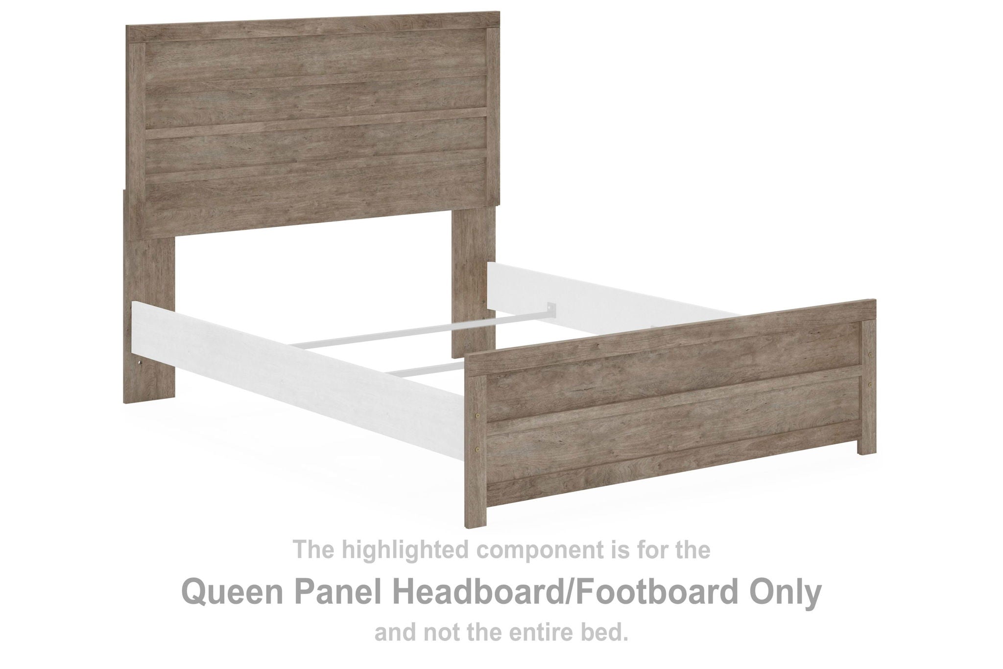 Gray panel headboard and footboard bed frame pieces