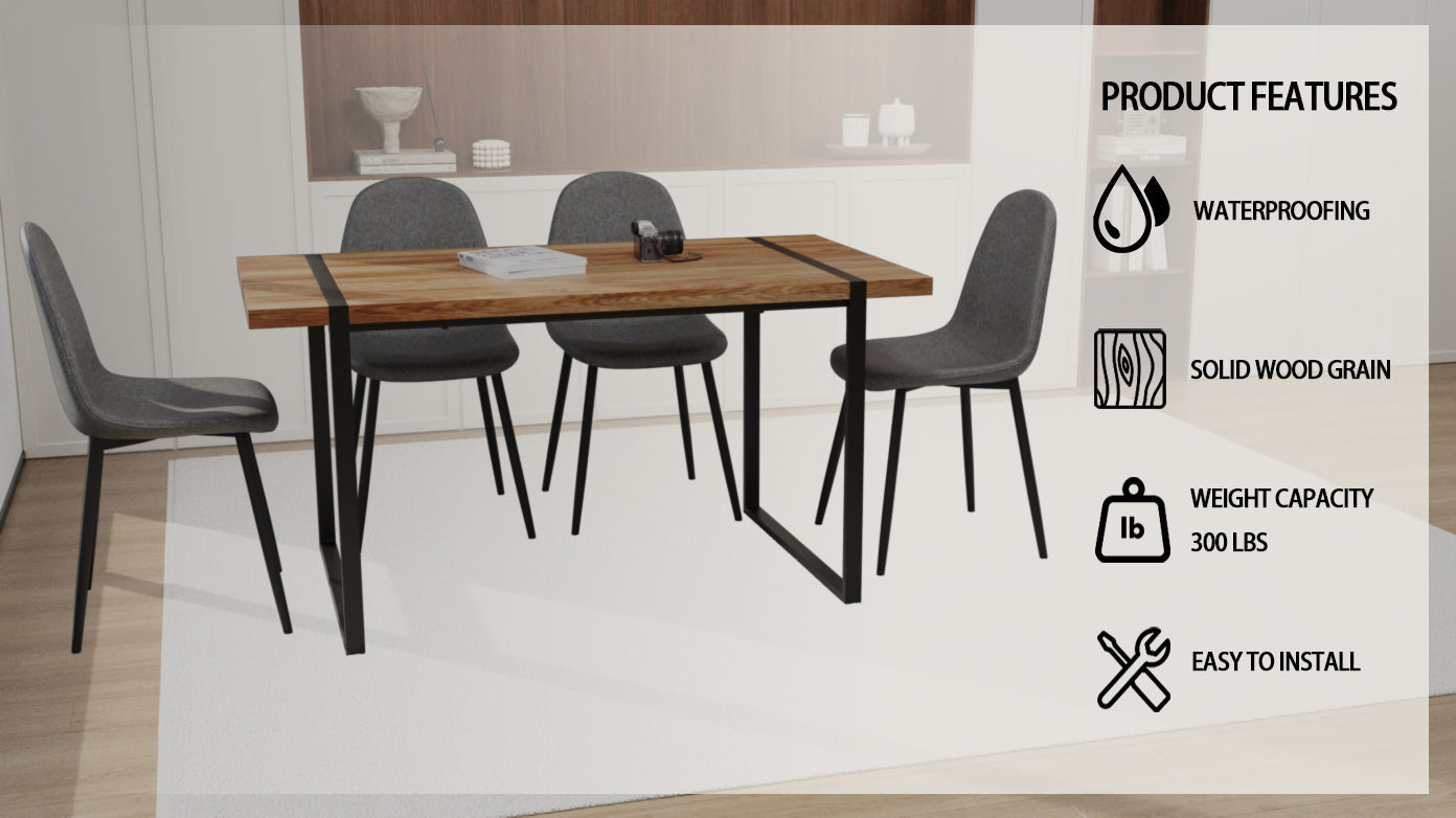 59" Modern Dining Table & 4 Suede Chairs Set