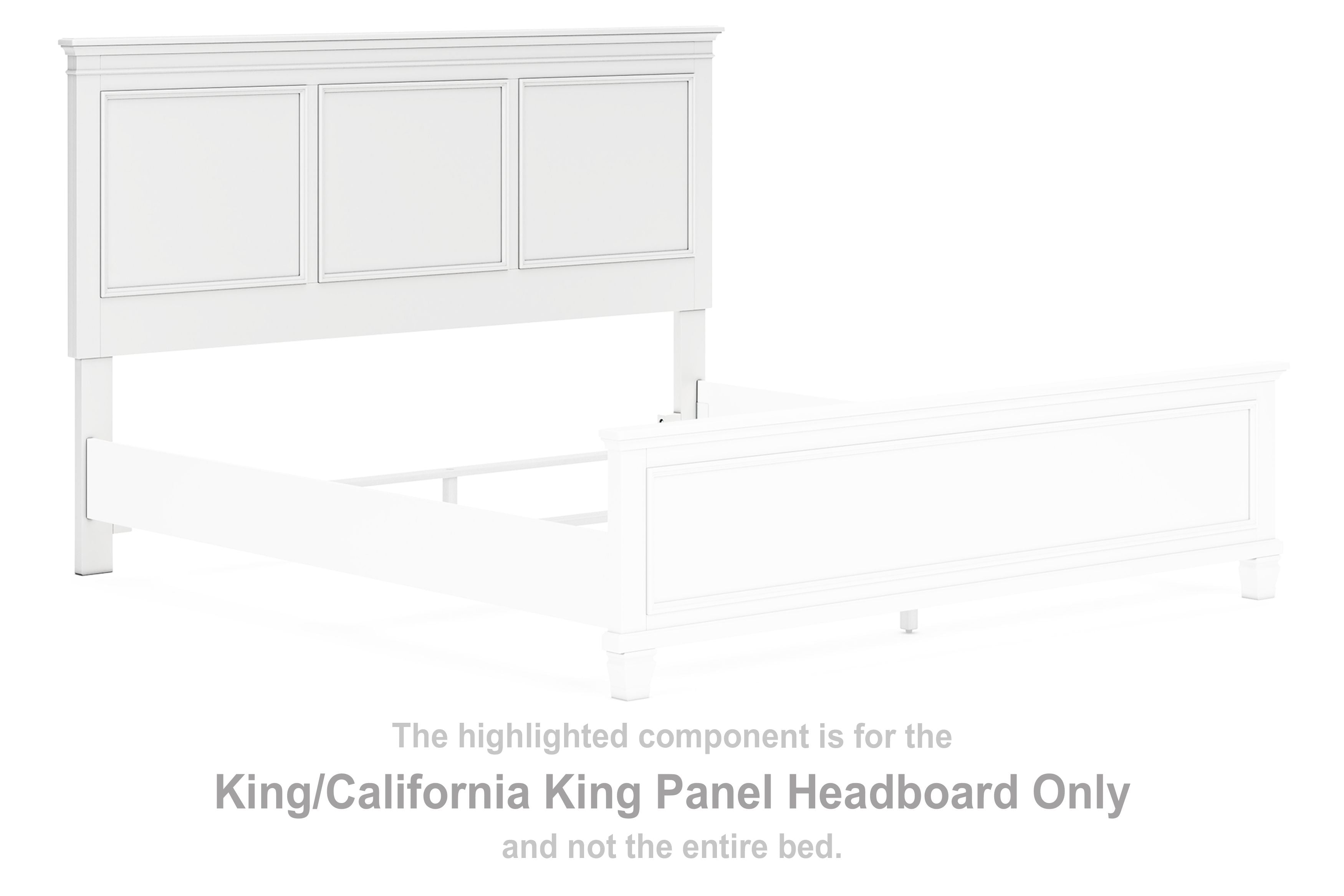 White king/cal king panel headboard shown at an angle, with three inset panels