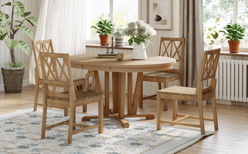Rustic 5-Piece Round Dining Set
