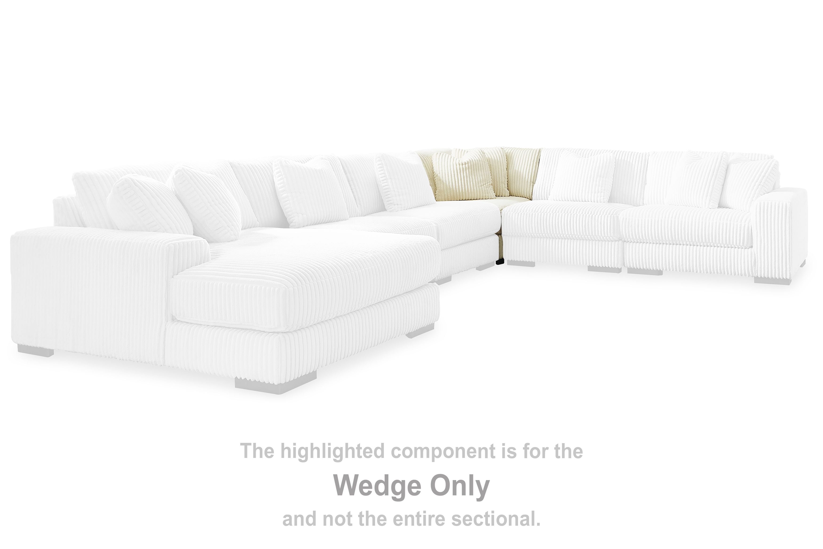Ivory ribbed fabric sectional wedge component, angled corner seat