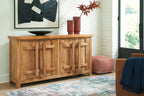 Dresor natural accent cabinet with carved geometric door fronts