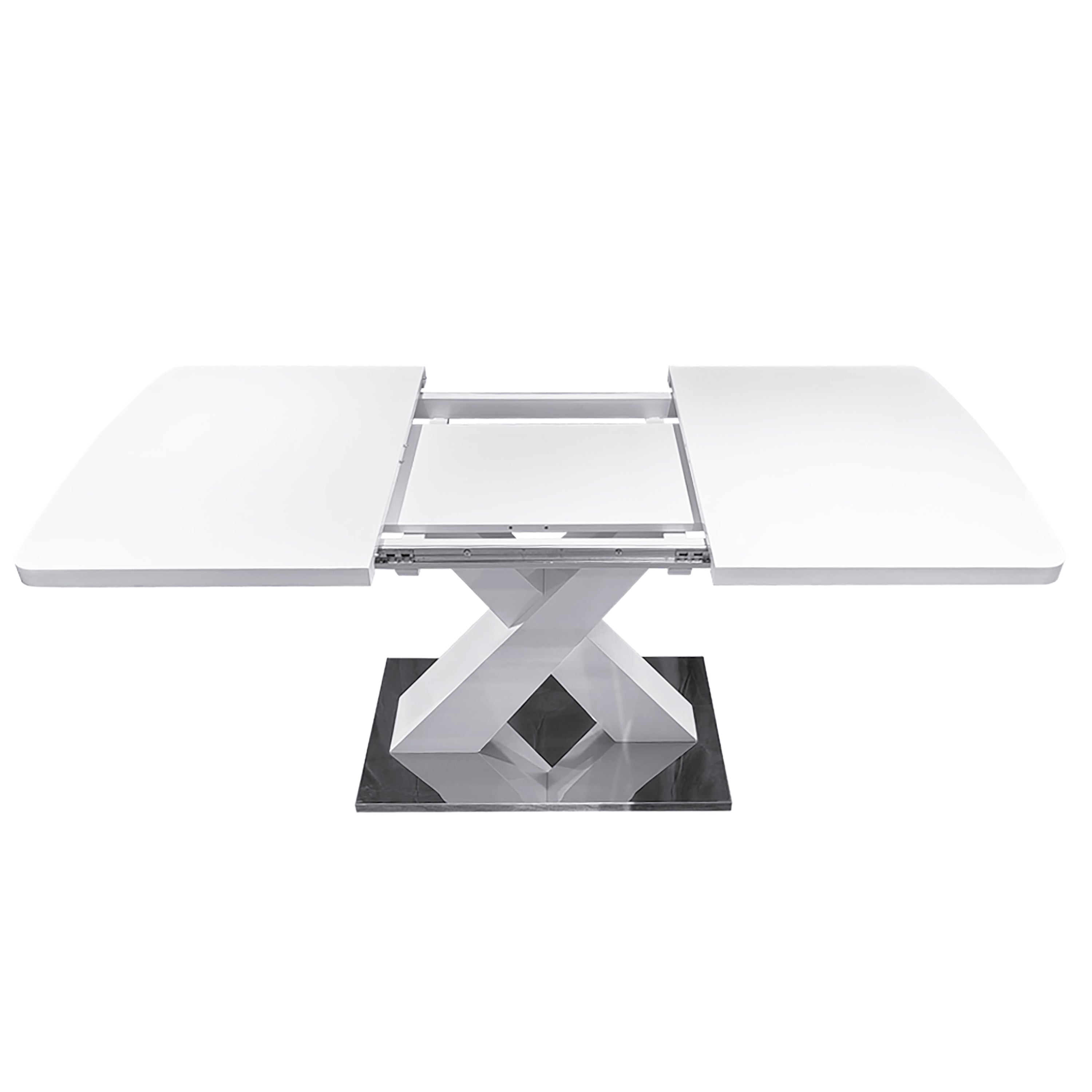 Modern White Square Dining Table - Stretchable