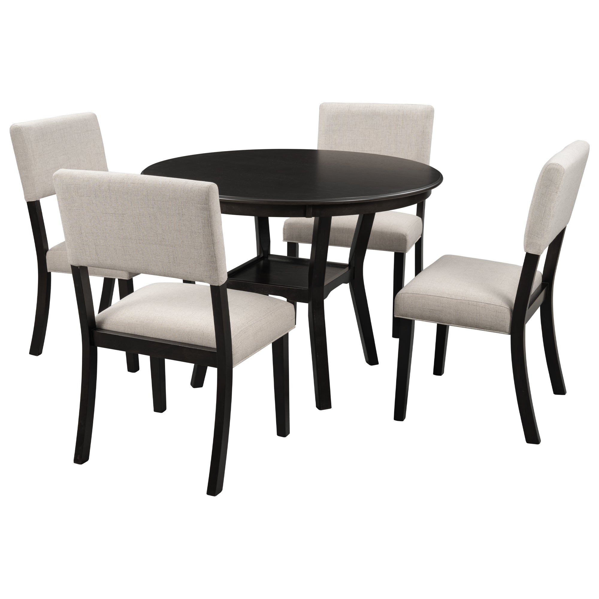 5-Pc Dining Set w/ Round Table & Chairs (Espresso)