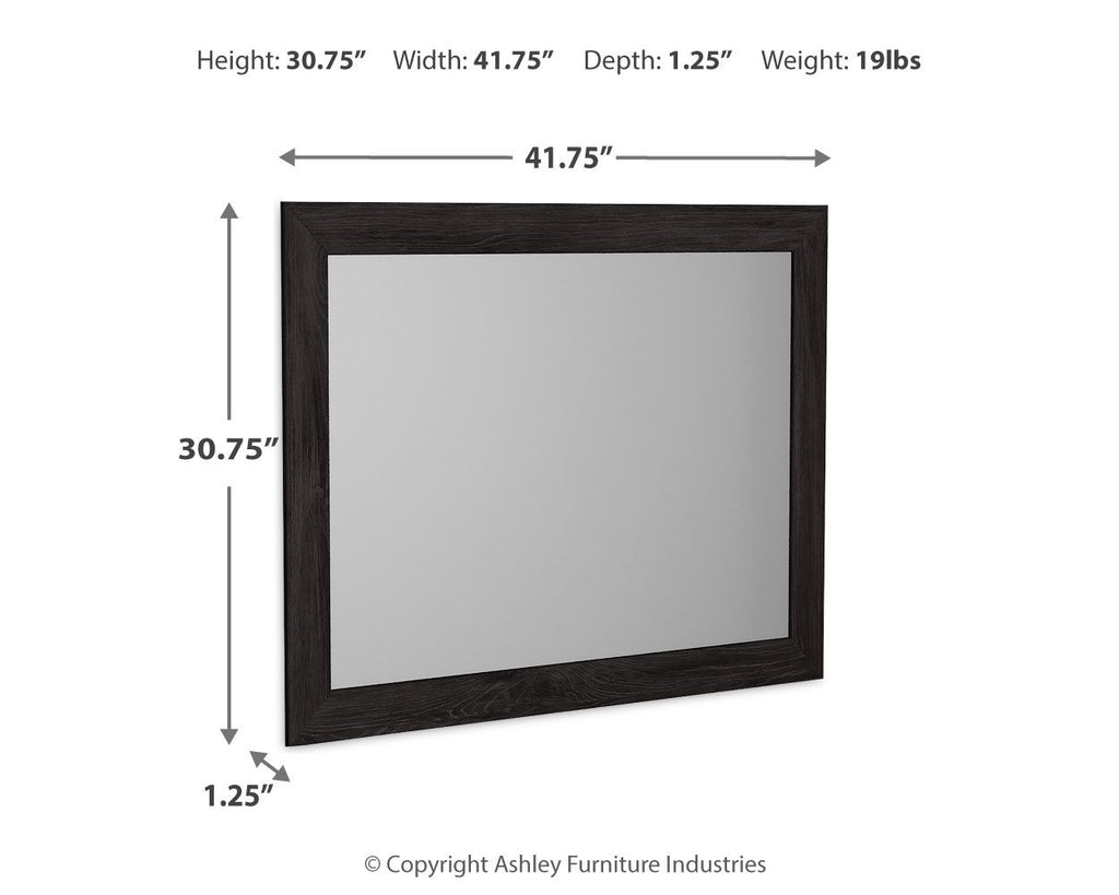 Rectangular bedroom mirror, 41.75 in x 30.75 in, charcoal frame