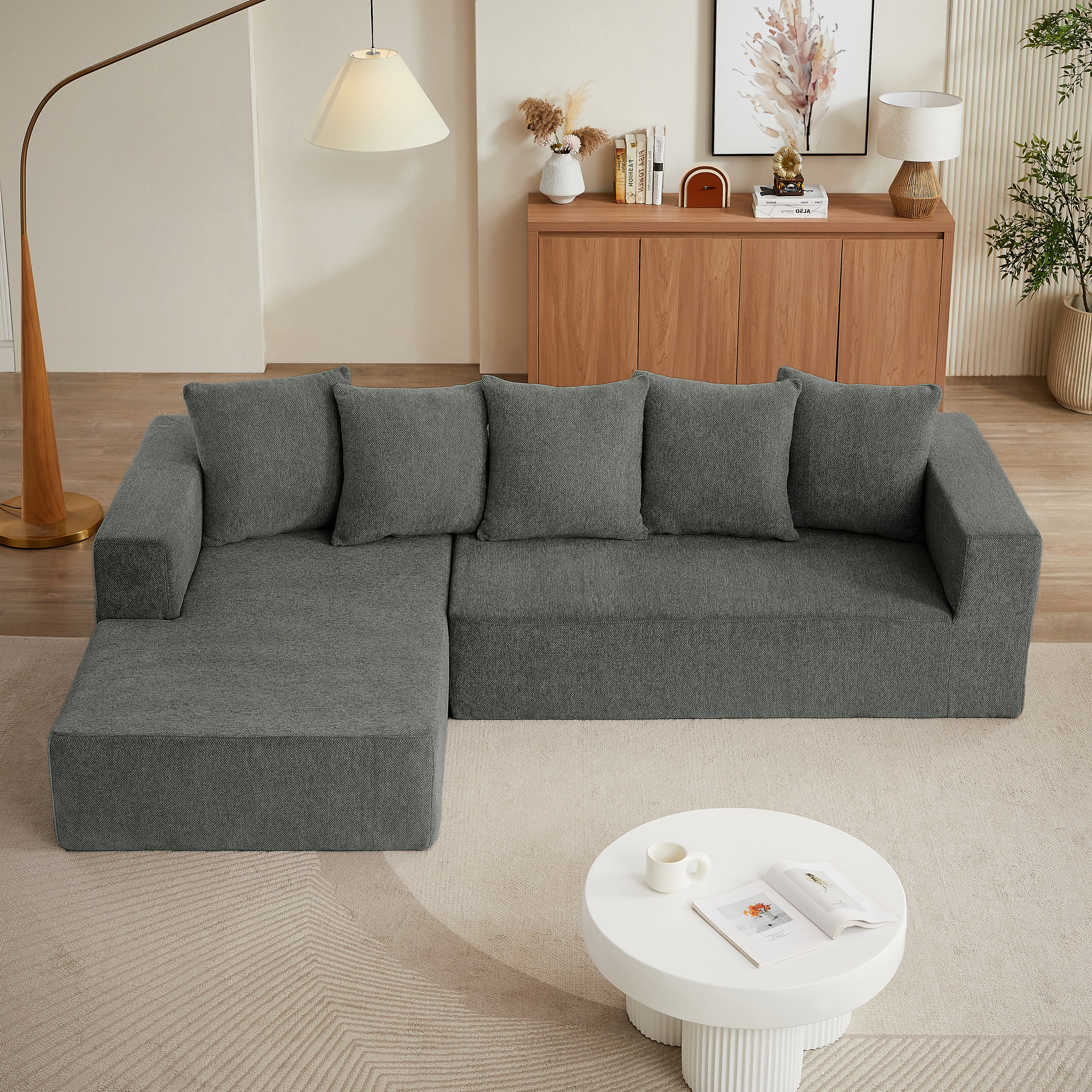 Luxury Chenille L-Shaped Sectional Sofa Cloud Couch