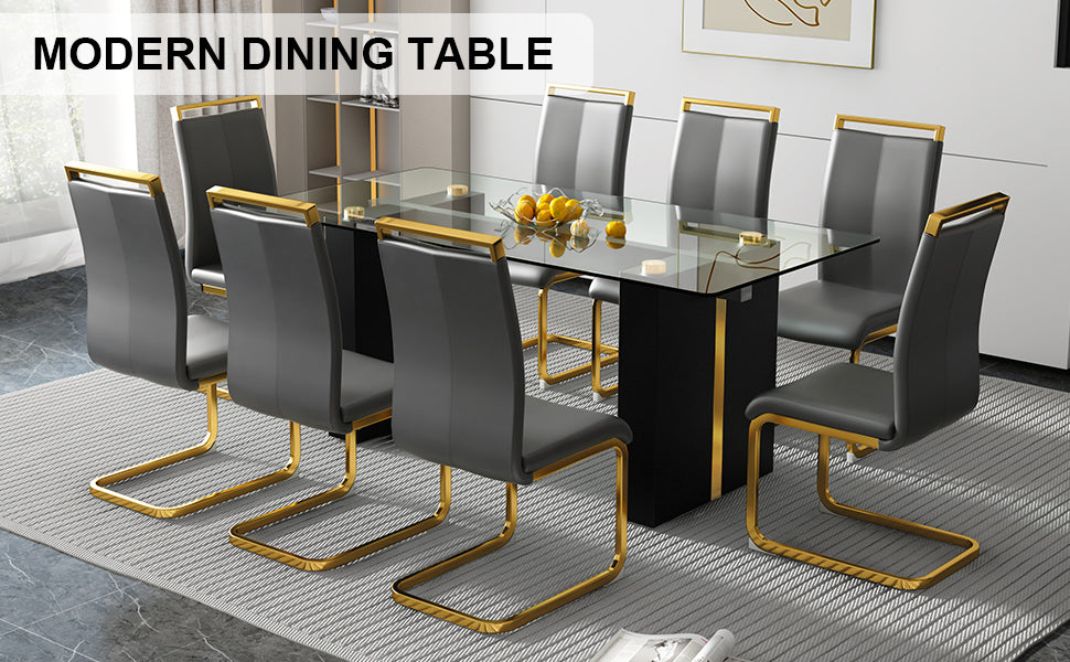 Modern Glass Dining Table Set for 6-8 People