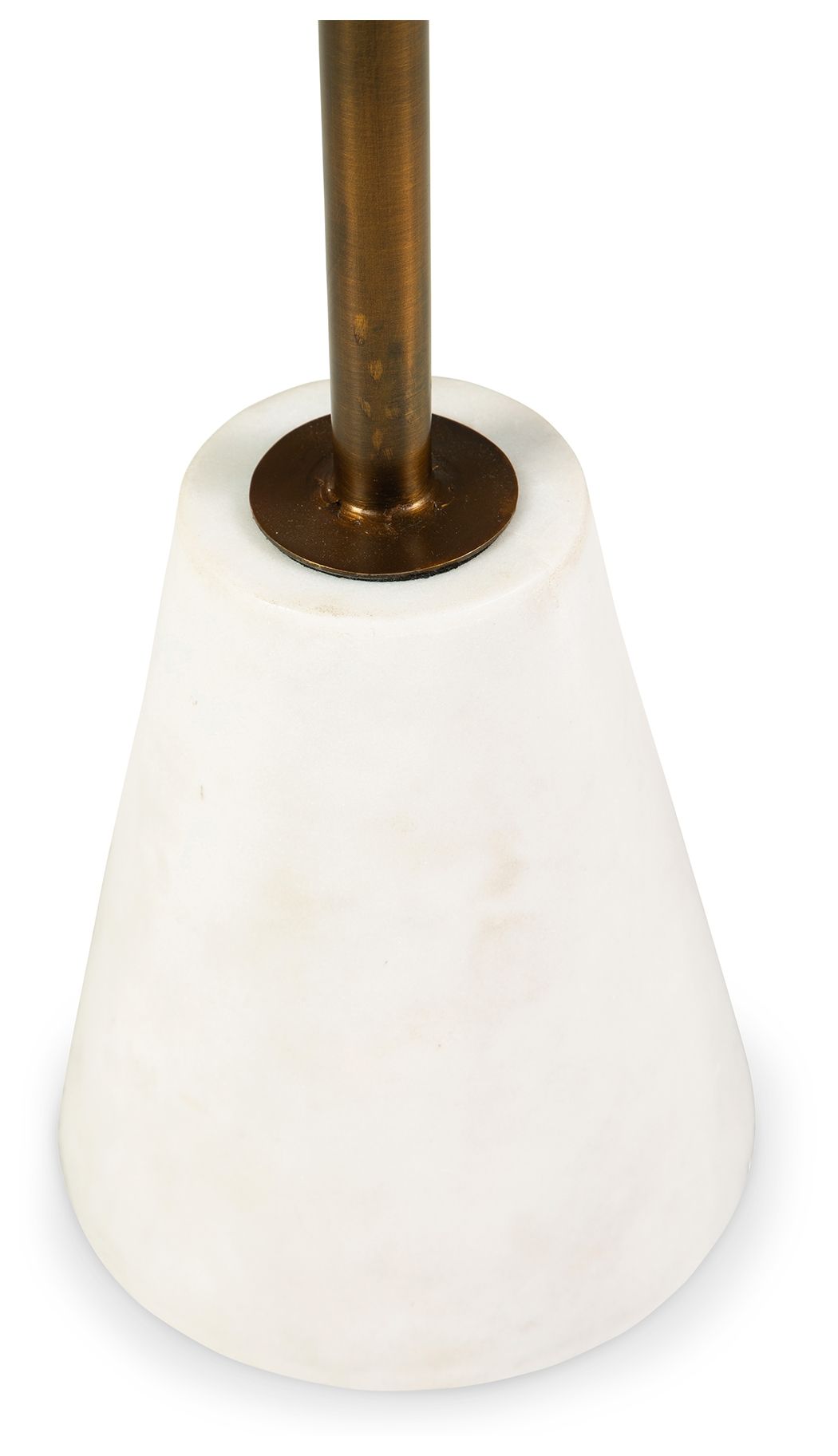 Accent table pedestal base: white conical base with gold center column
