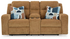 Kanlow - Dbl Reclining Loveseat With Console - Honey