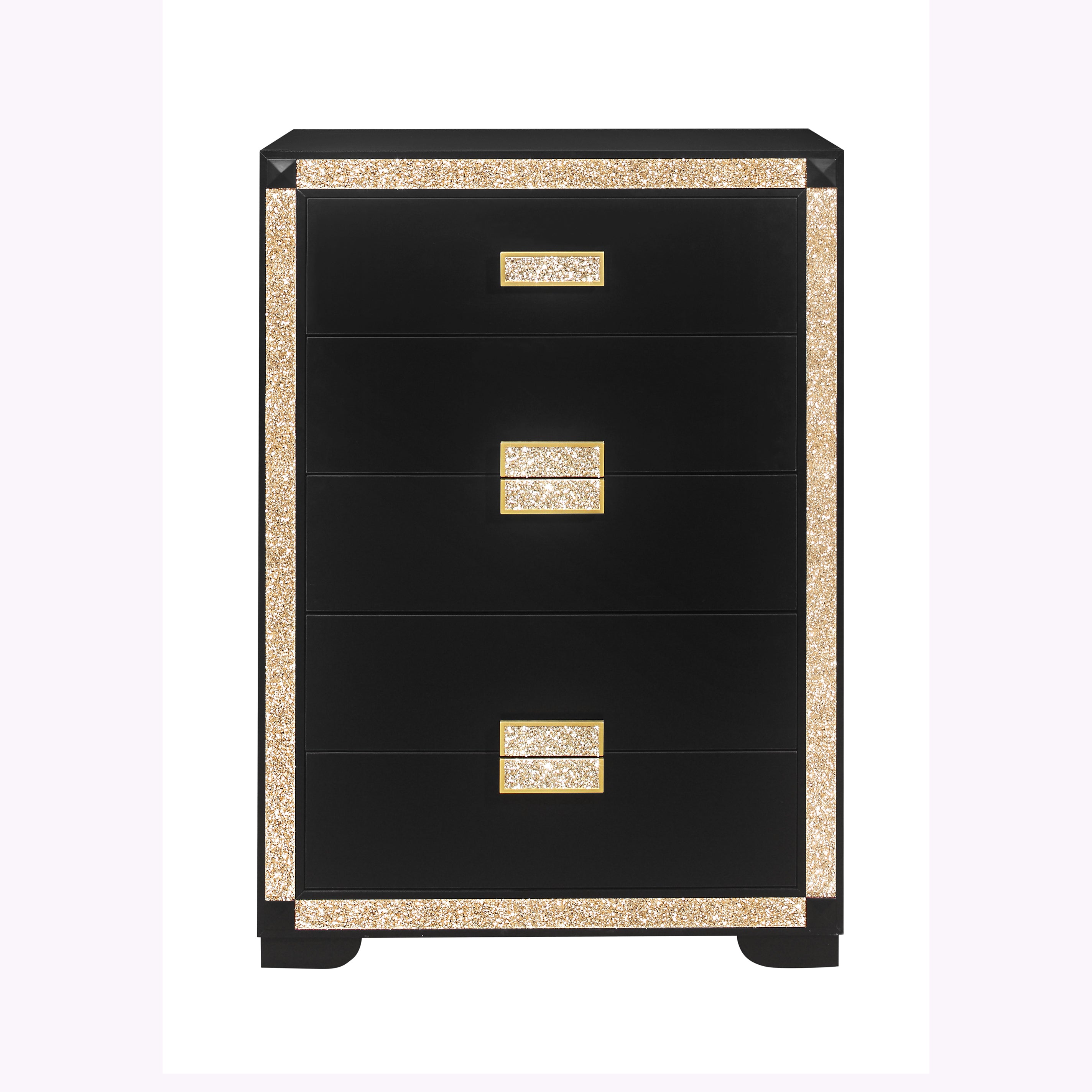 LIVELY Black/Gold Chest: Glitter Detail, Bar Handles