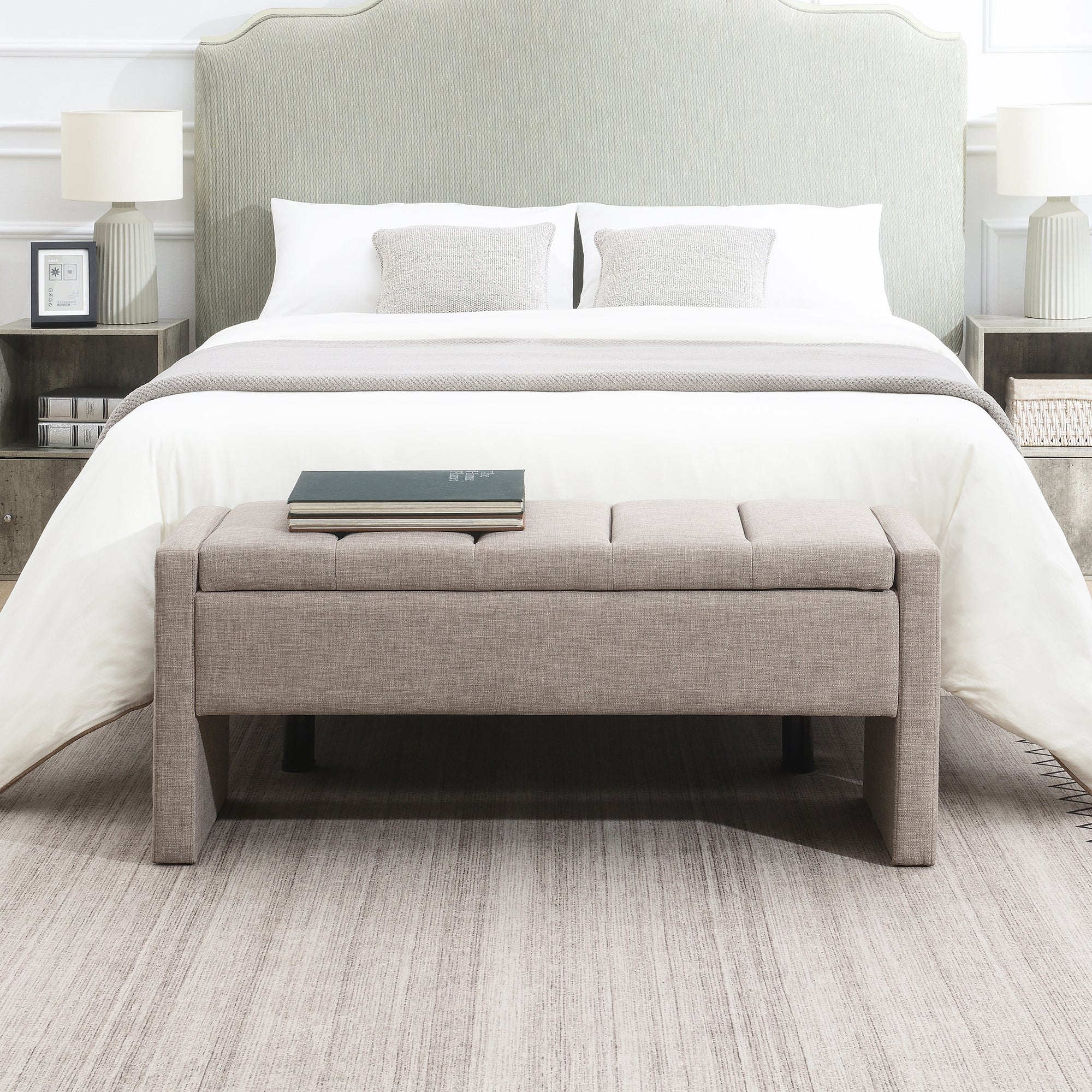Storage Bench - End of Bed Bench with Upholstered Seat