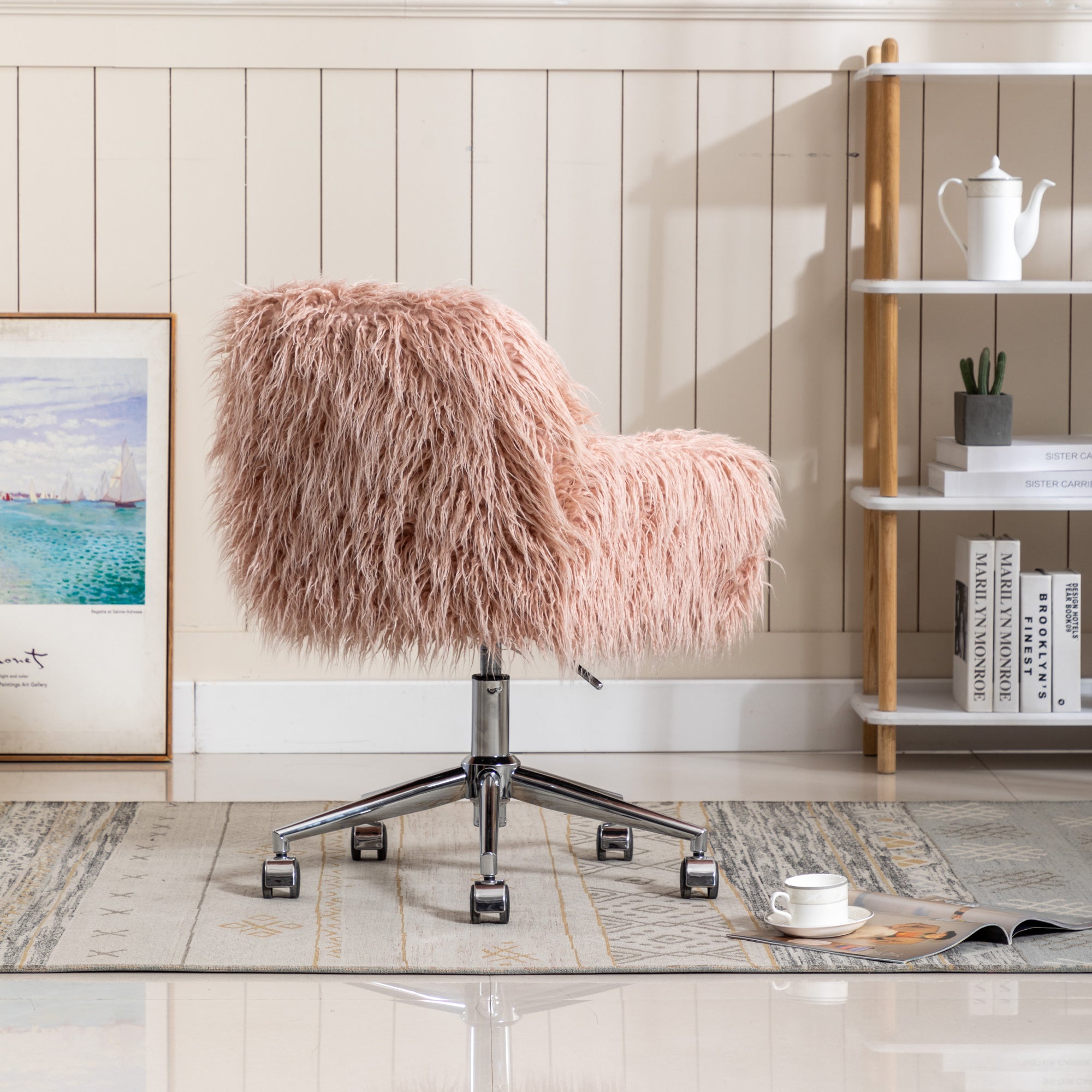 Fluffy Home Office Chair | Makeup Vanity Chair for Girls