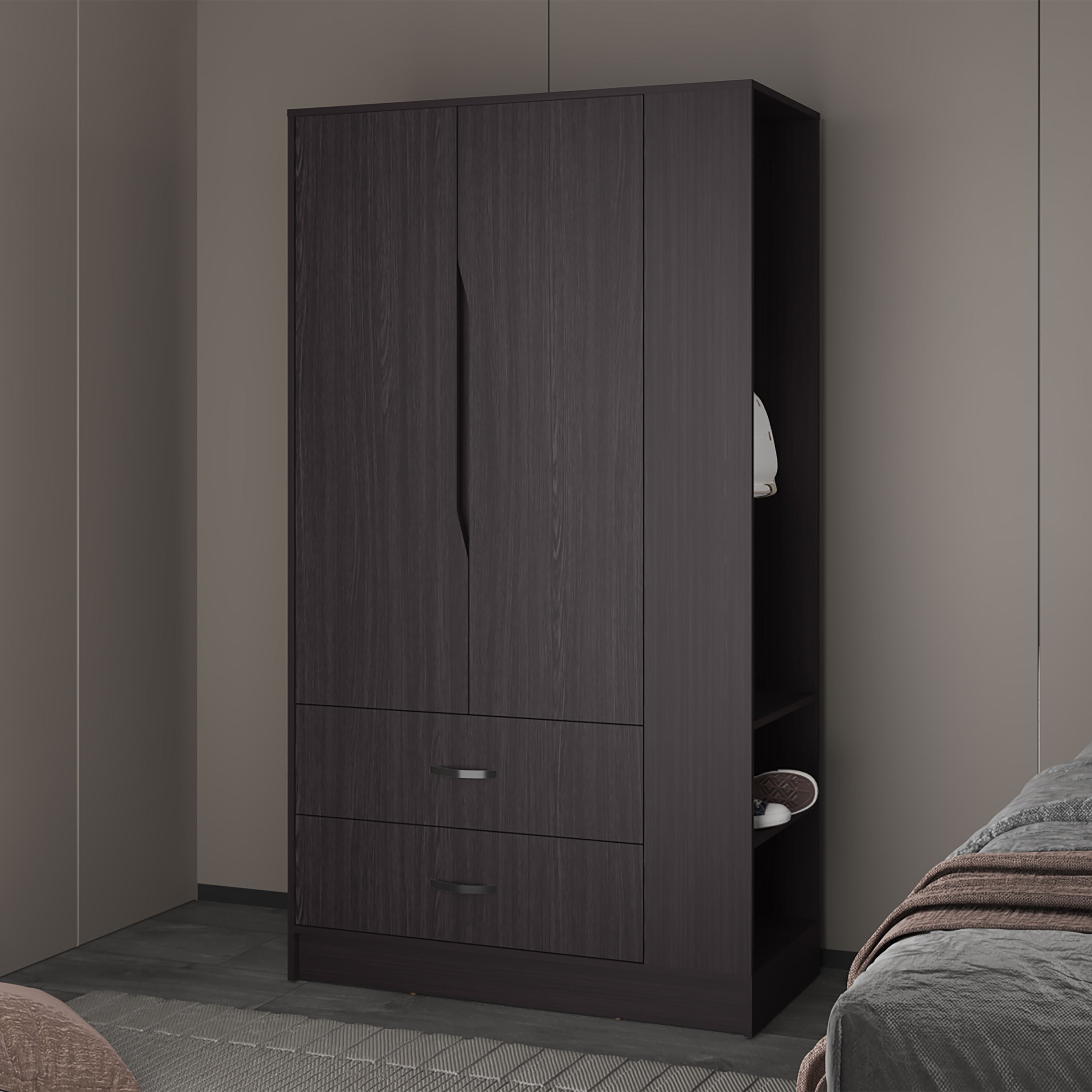 Dakota Modern Wardrobe: Double Doors, Hanging Rod & Storage