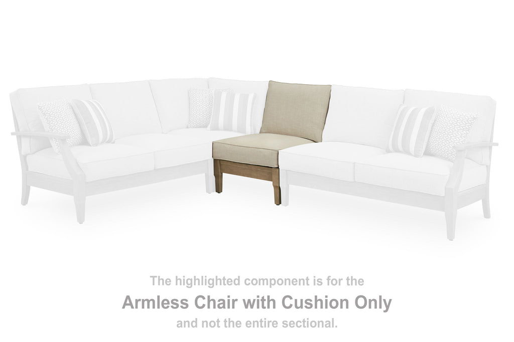 Beige armless chair with cushion, shown highlighted within a sectional.