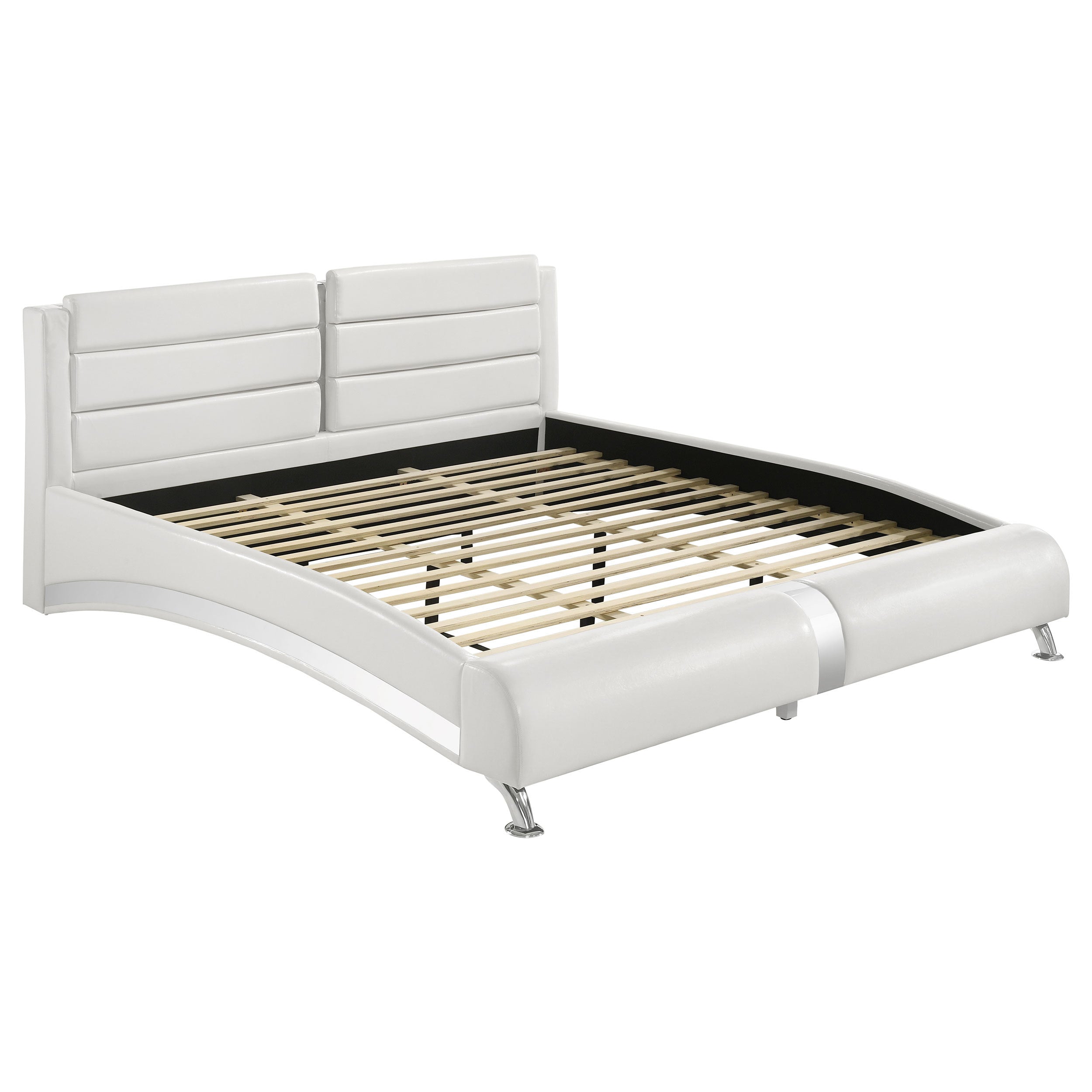Caledonia White Upholstered Eastern King Sleigh Bed - Luxurious Comfort