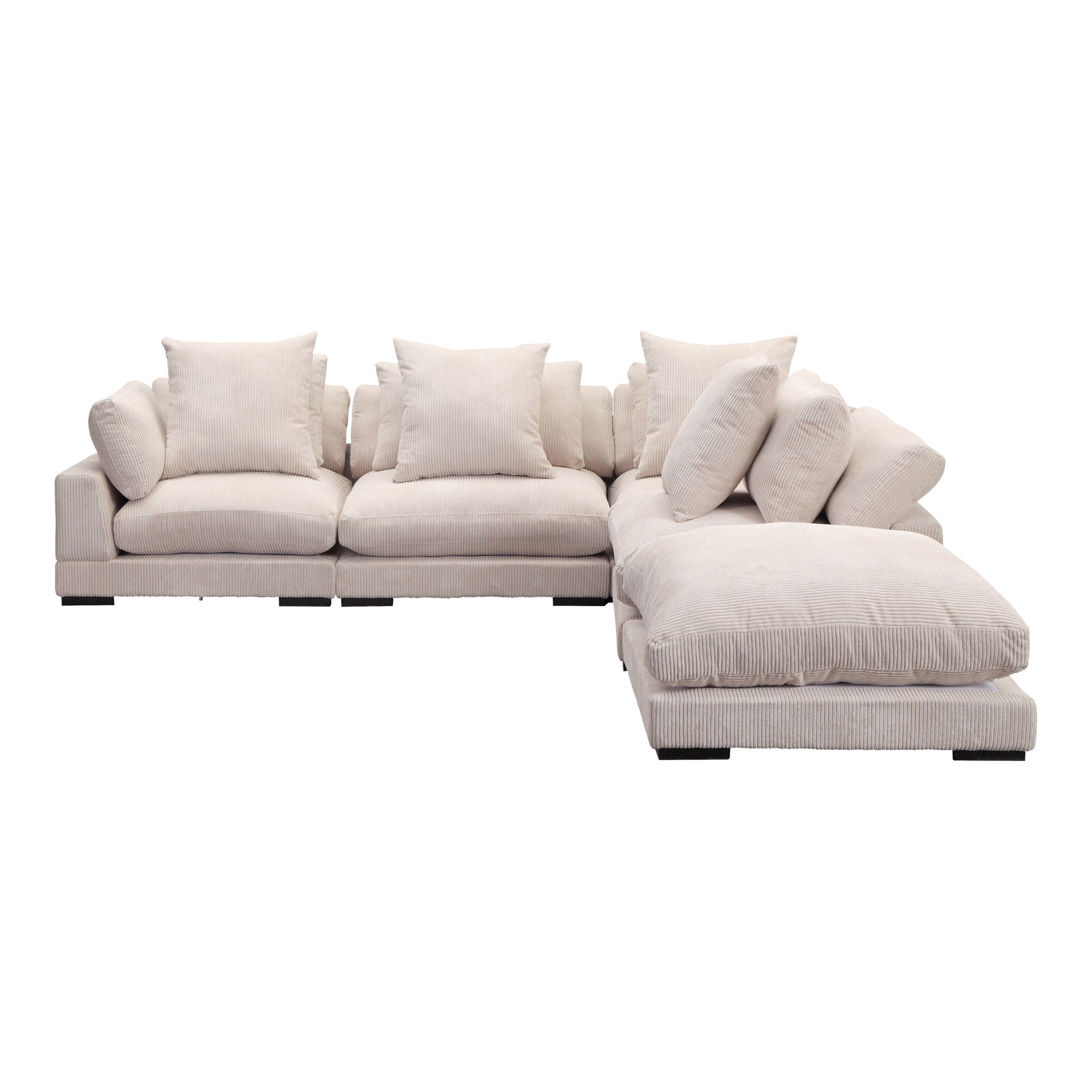 White Corduroy Sectional - Modular, Tumble Dream-Stationary Sectionals-American Furniture Outlet
