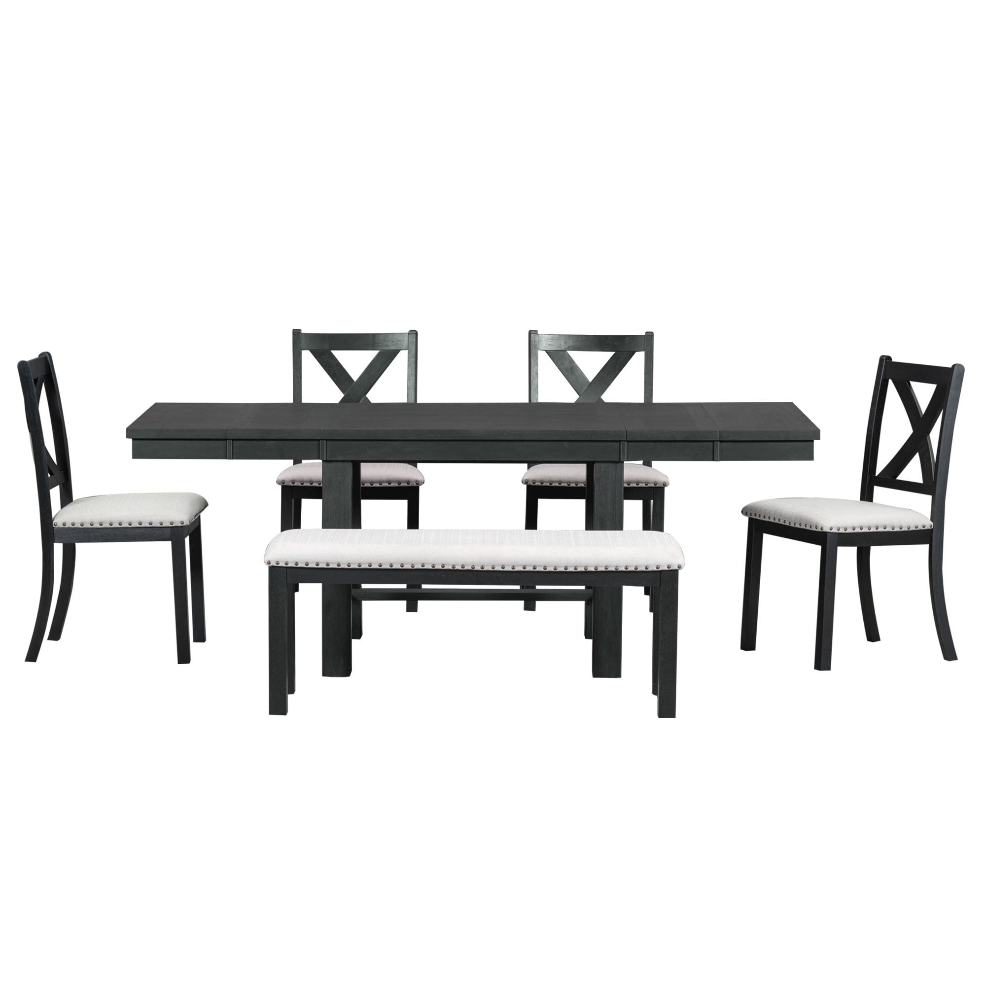 82" Farmhouse Dining Table Set, 6-Piece