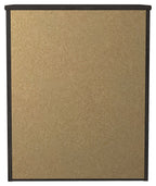 Rectangular night stand backboard with cork-like texture and dark wood frame