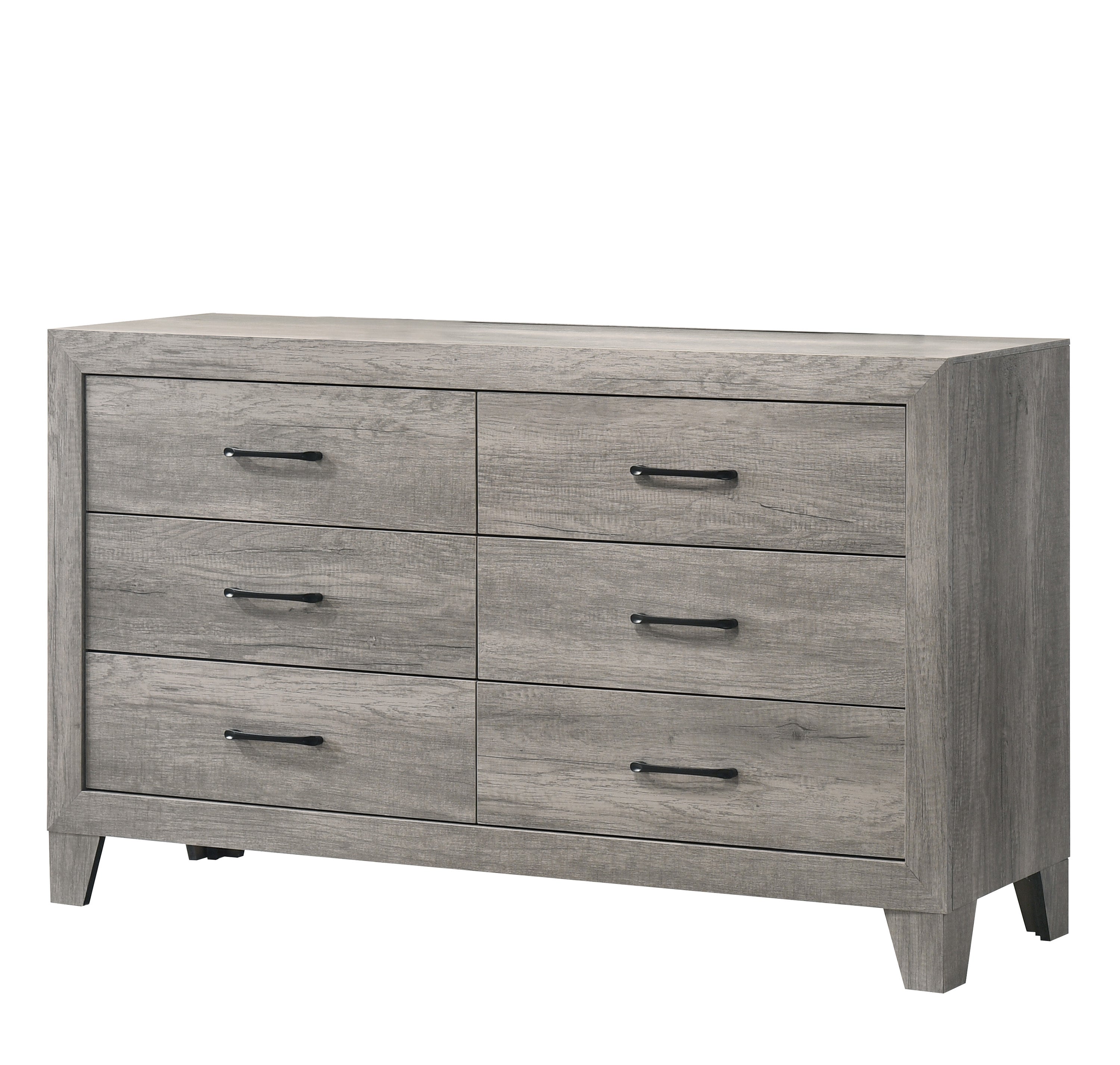 Gray 6-Drawer Wood Dresser | Modern Bedside Storage Cabinet
