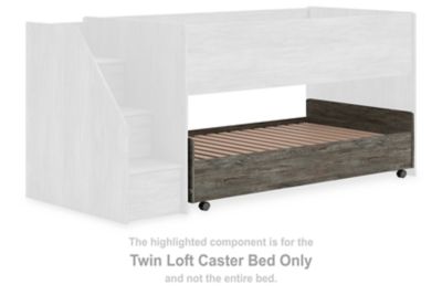 Frandern - Gray - Twin Loft Caster Bed