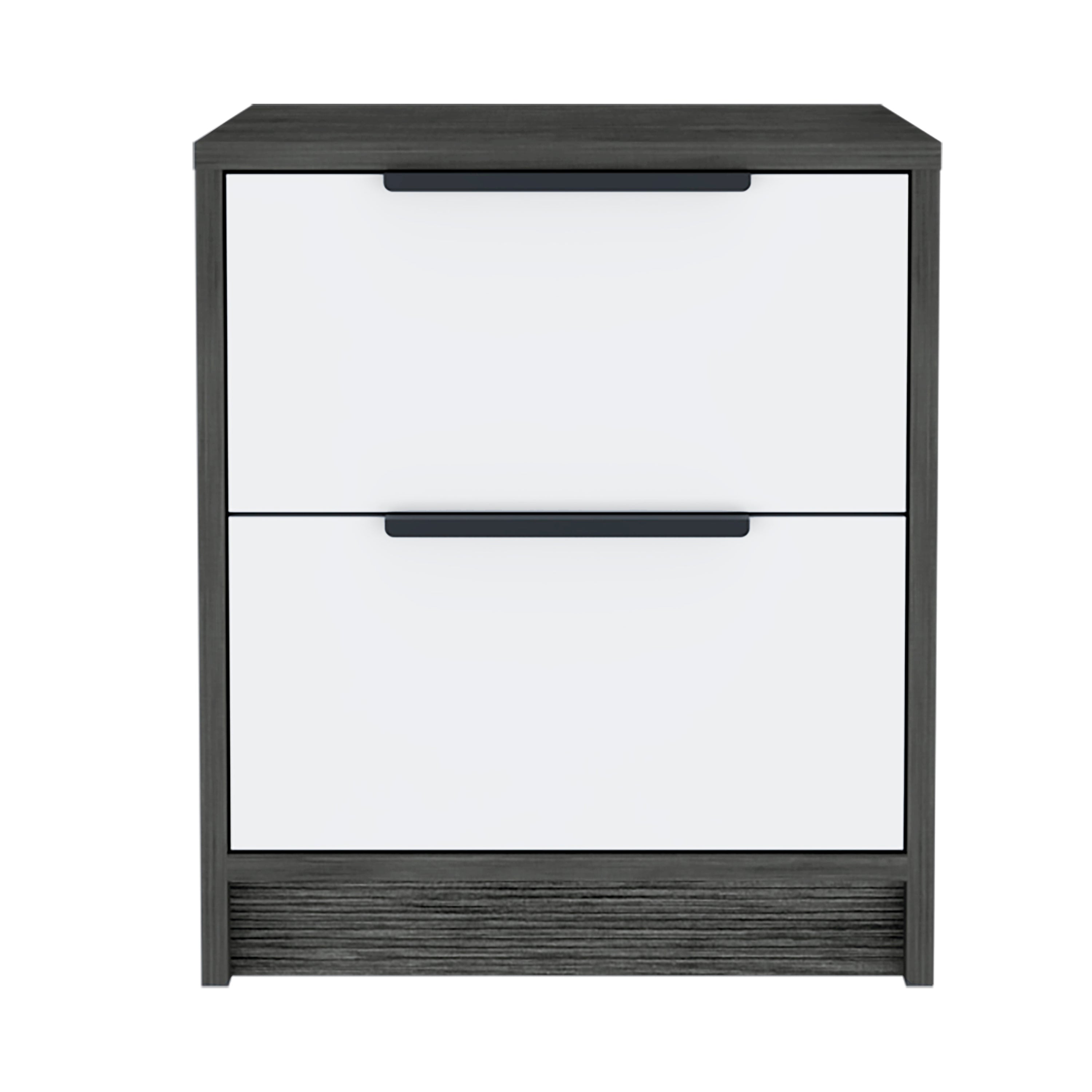 Smokey Oak & White Nightstand - 2 Drawers