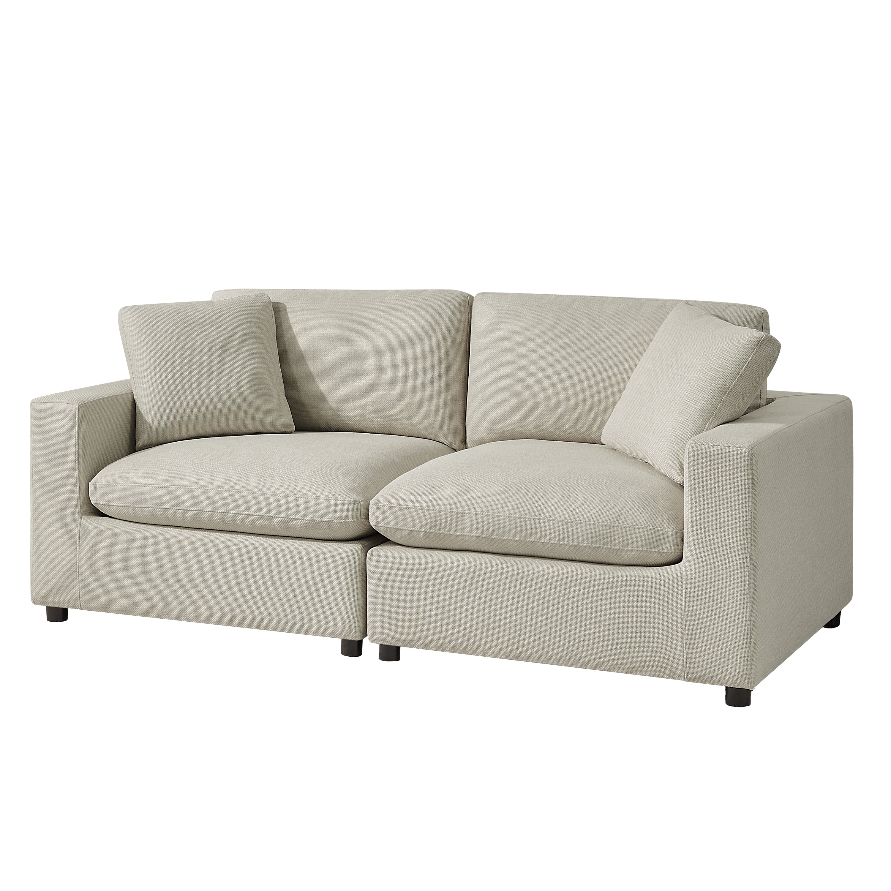 Cassandra Modular 2-Pc Sofa - Beige Polyester Fabric