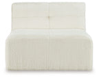 Ivory upholstered accent chair with square arms and thick padded seat