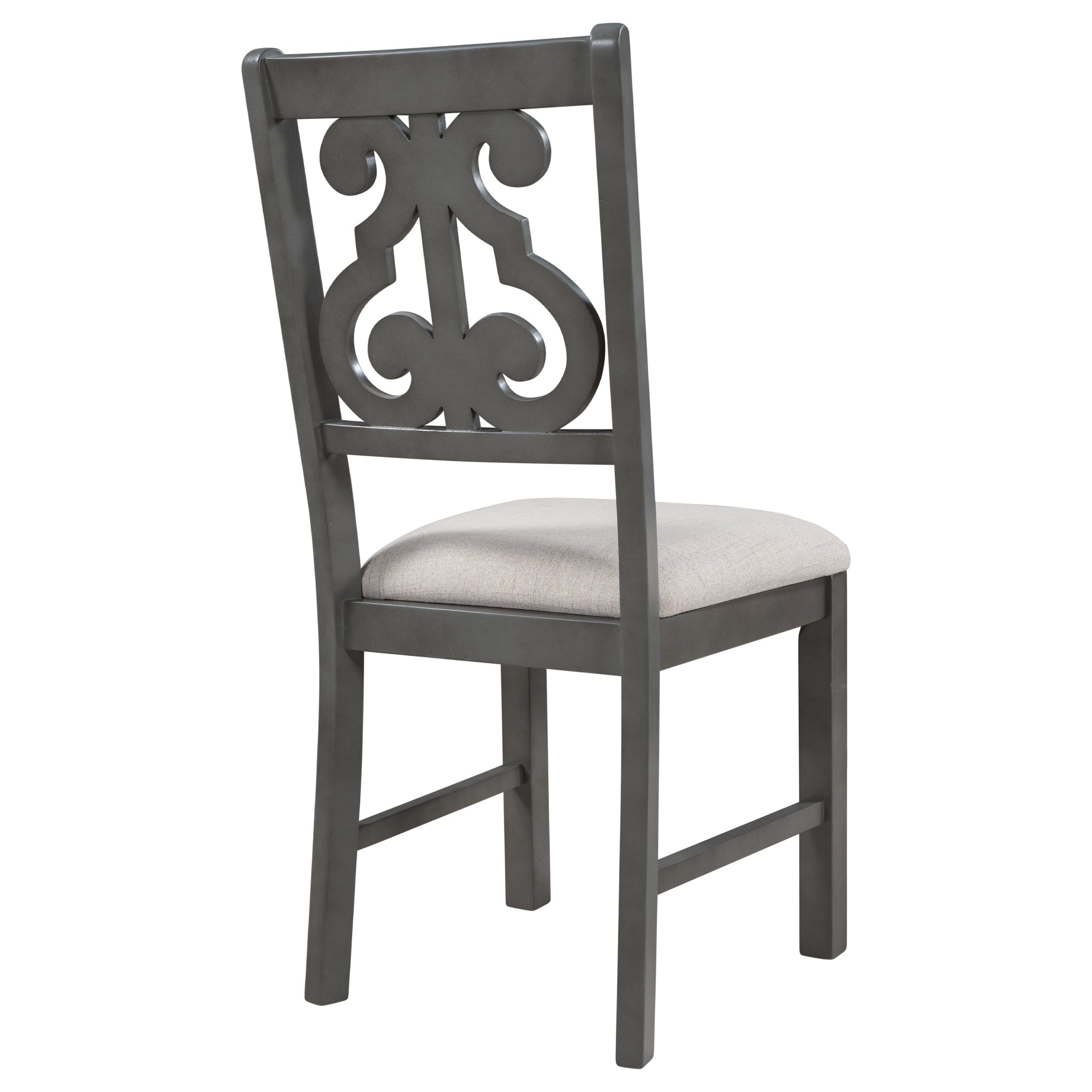 5-Pc Round Dining Set w/ Hollow Back Chairs (Gray)