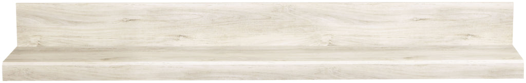 Whitewash wood bridge shelf with clean-lined open center