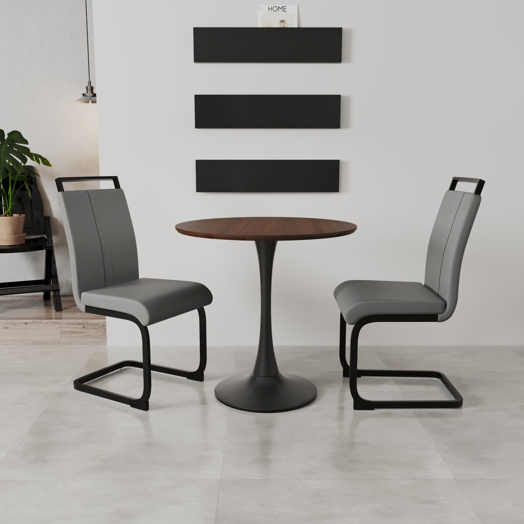Tulip Dining Table Set, 31.5" Round, Gray