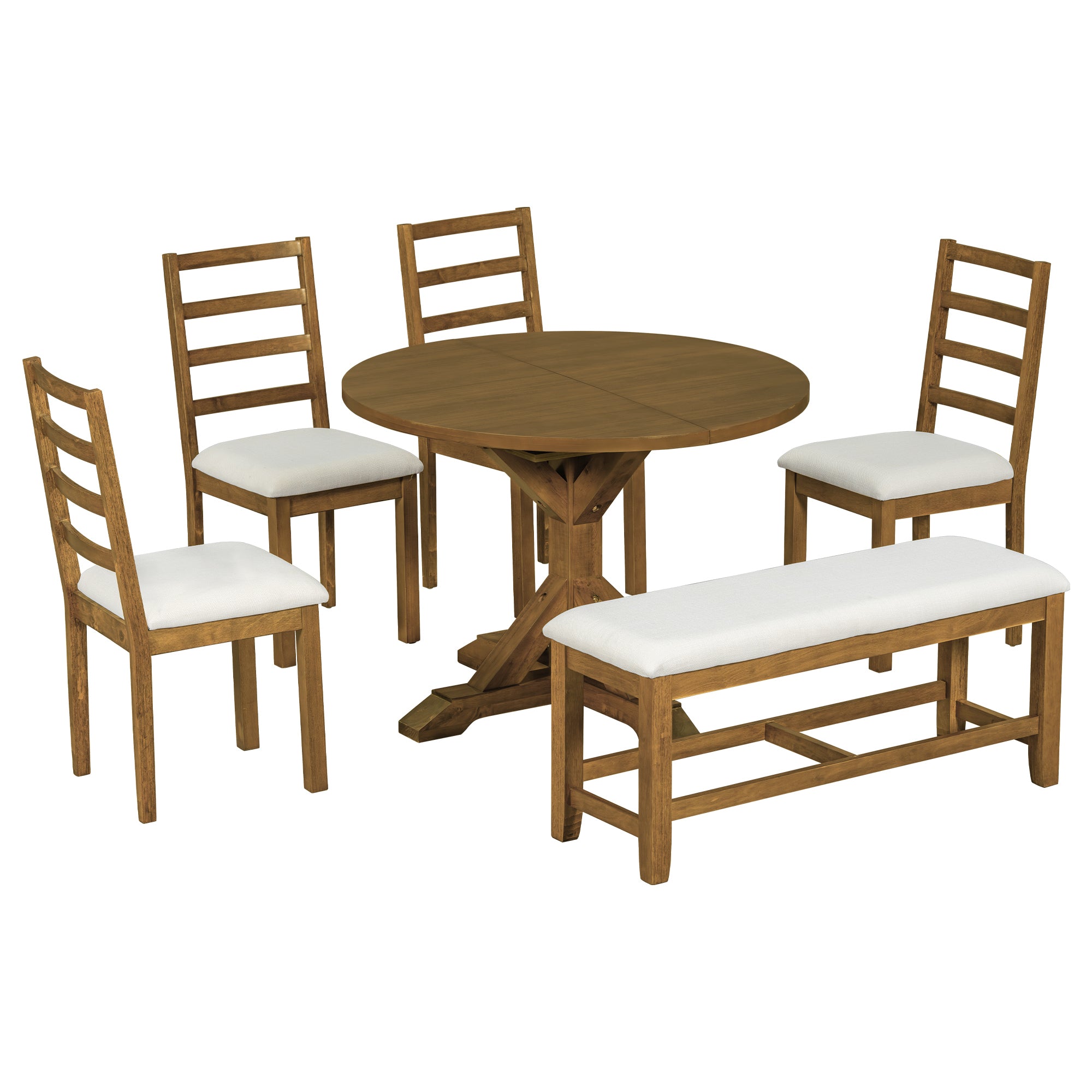Farmhouse 60" Extendable Dining Table Set - 6 Pcs