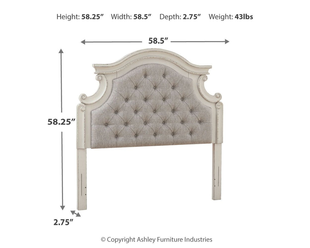 Upholstered headboard with arched top and tufted buttons, shown from the side