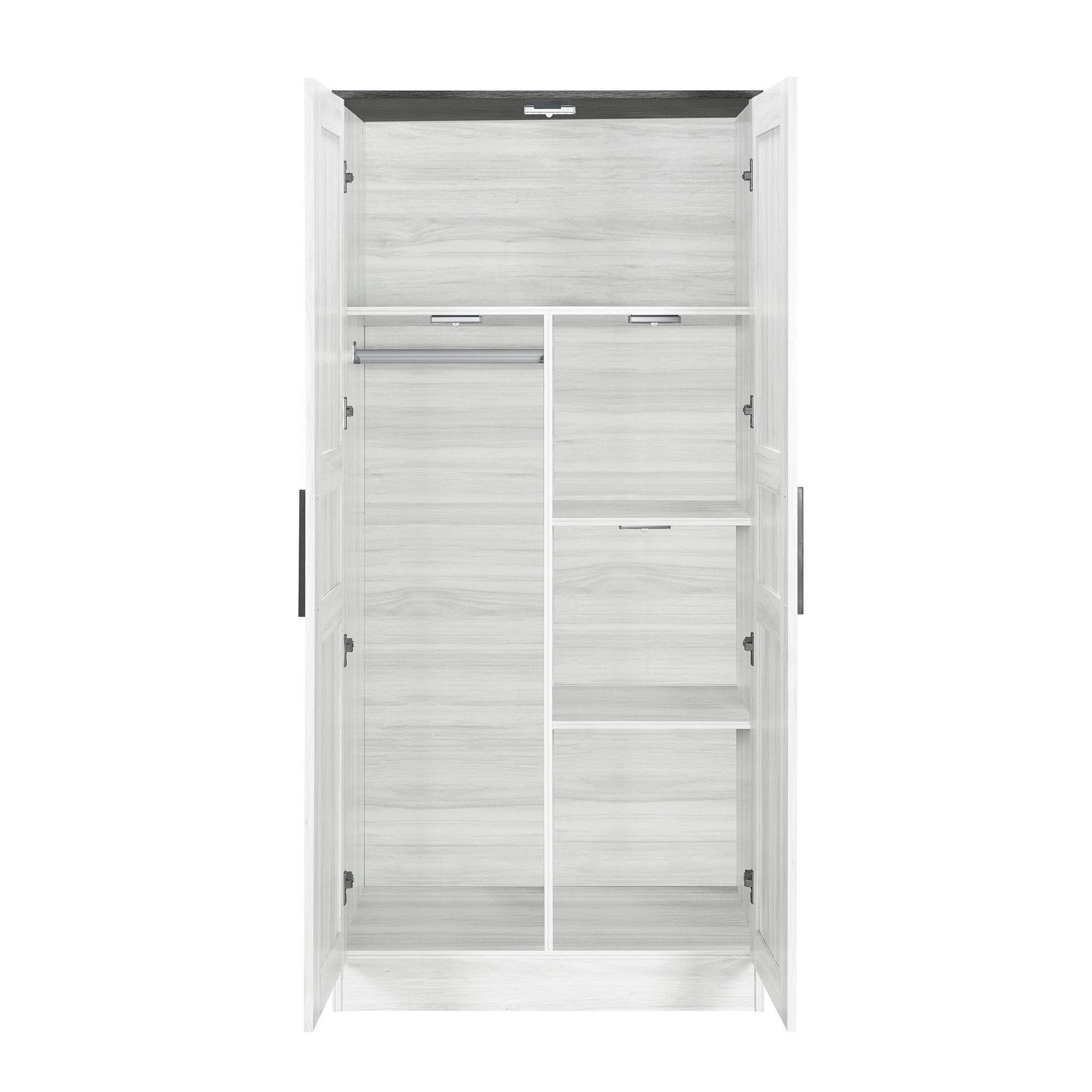 Modern 2-Door Wardrobe Armoire w/ LED - Grey