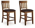 Ralene Medium Brown Upholstered Barstool (Set of 2) - Padded Faux Leather