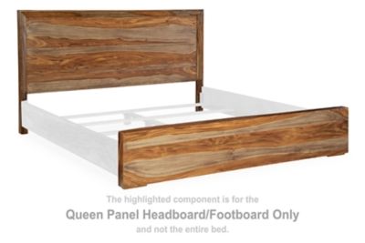 Queen panel headboard and footboard in brown wood with clean rectangular design