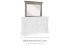 Light grayish brown framed bedroom mirror with square glass panel