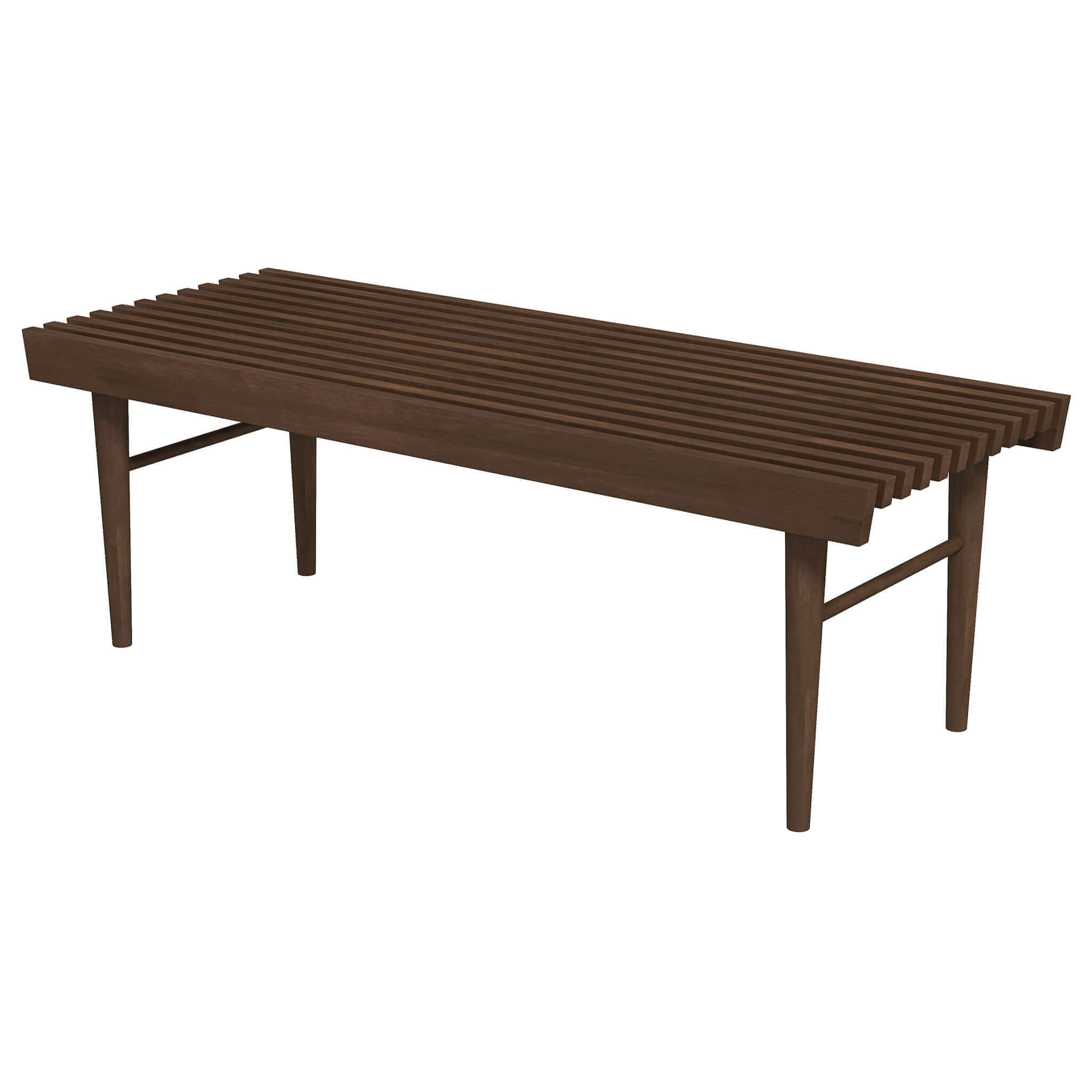Mia Mid-Century Modern Solid Wood Bench - Walnut Finish