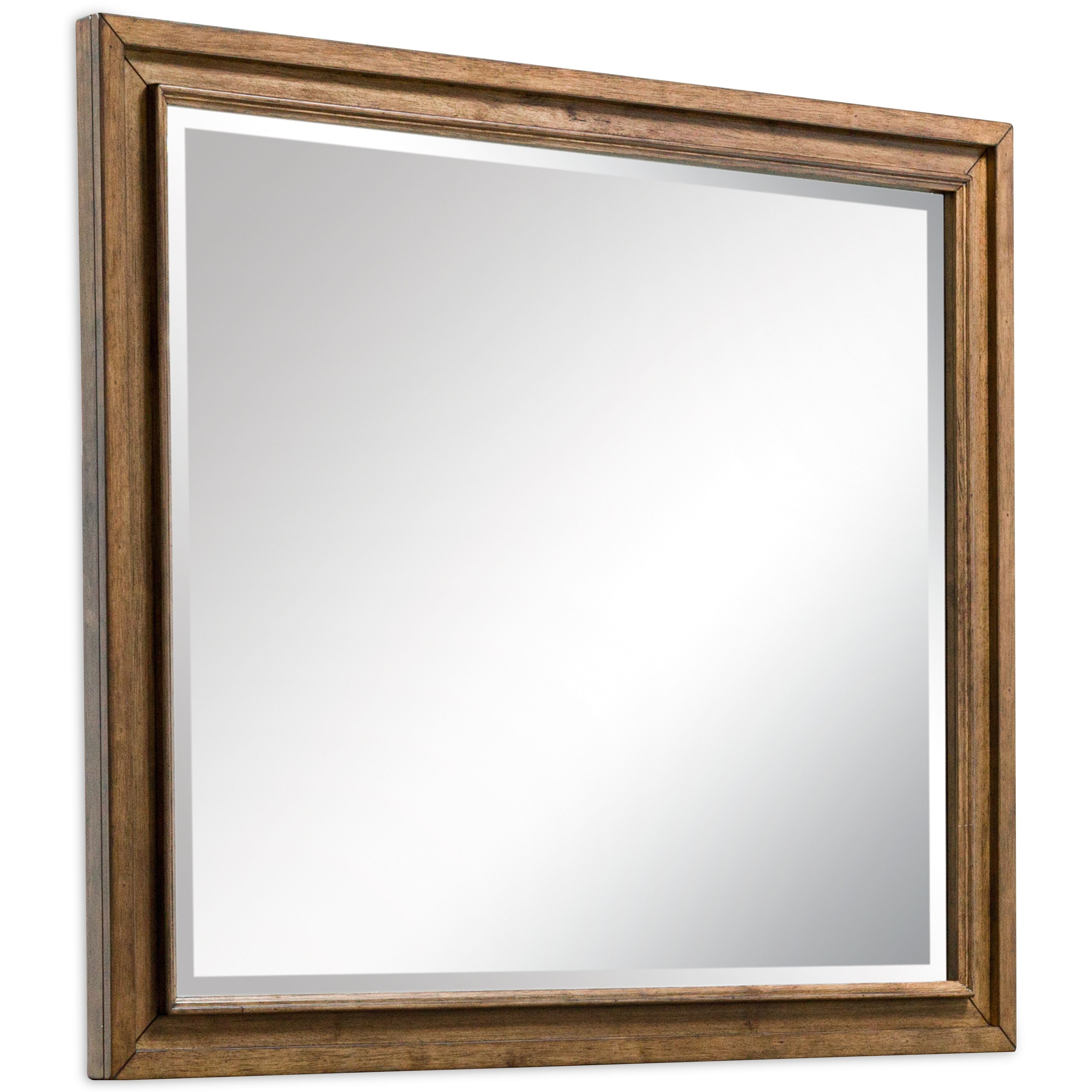 Sturlayne bedroom mirror with brown wood-look frame and flat glass panel