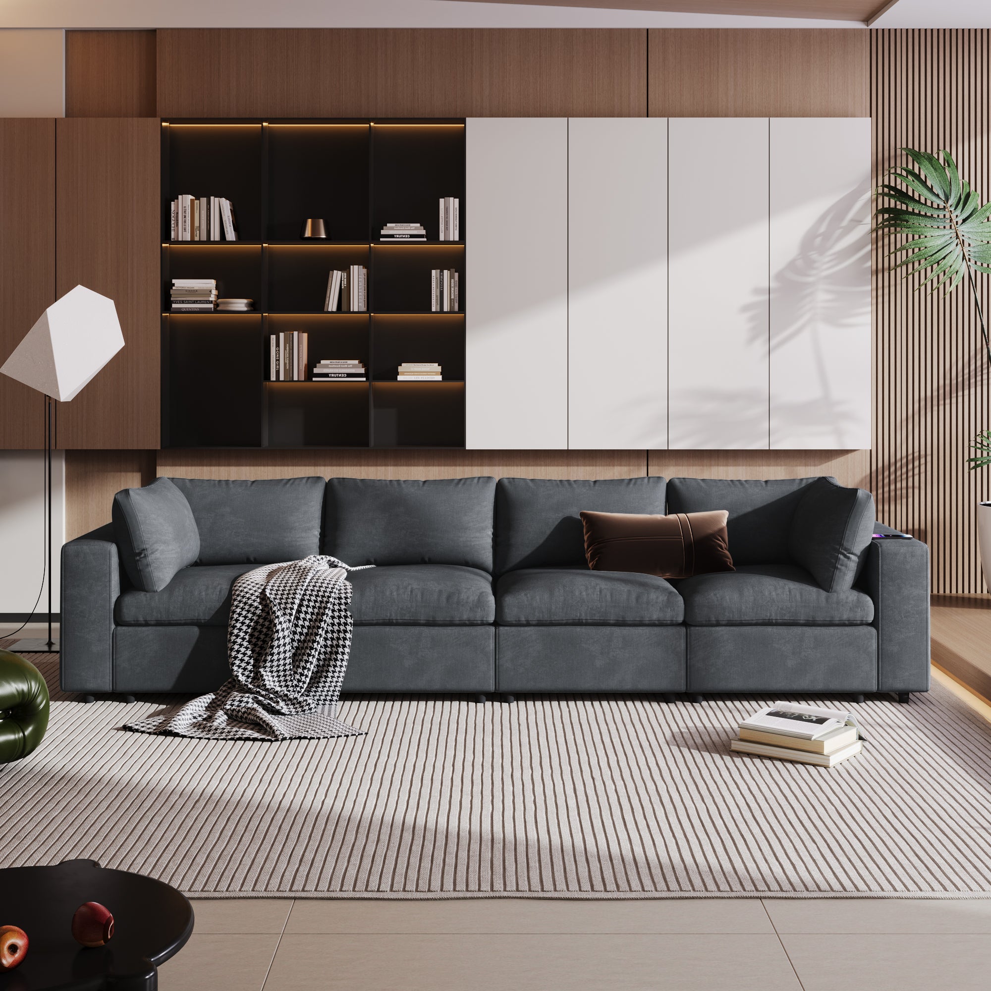 Modular Sectional Sofa: Storage, USB, Wireless Charge, Bluetooth