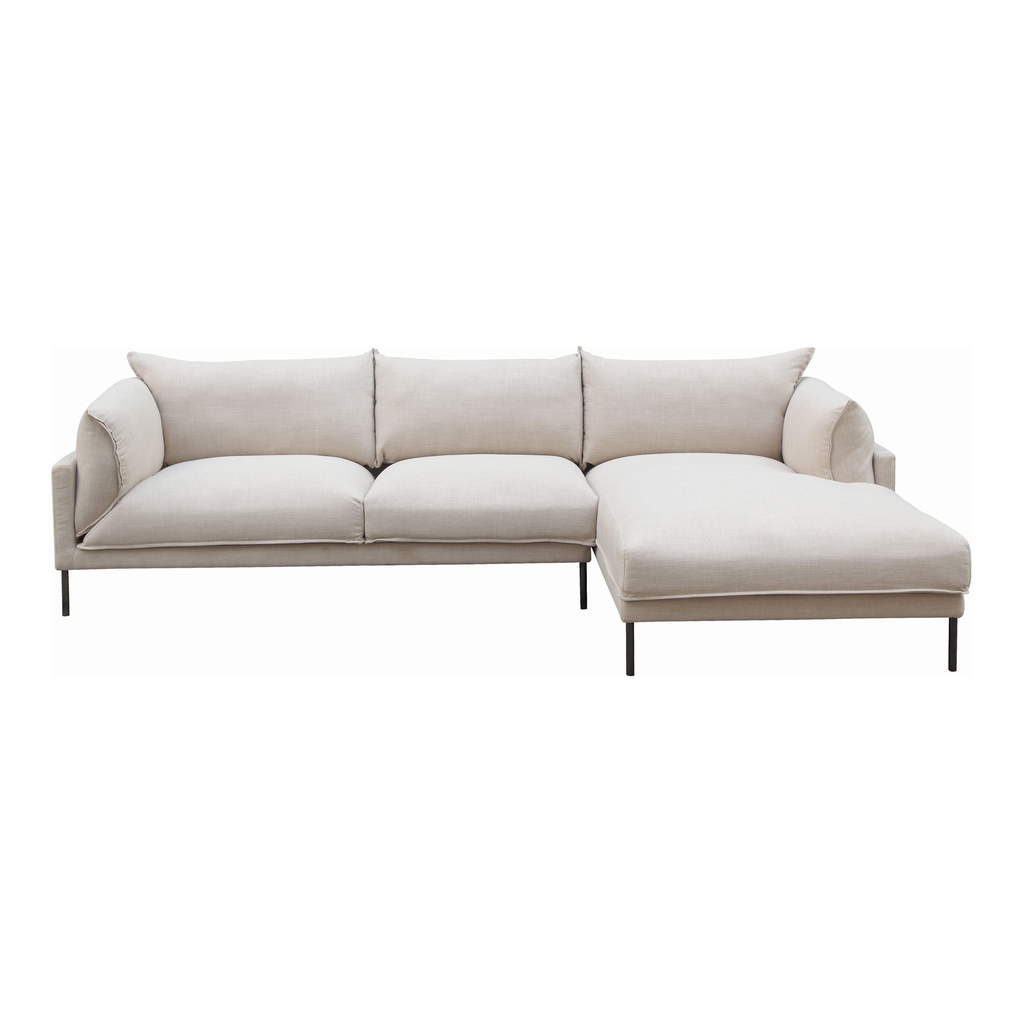 Jamara Sectional - Right Facing - Beige Linen Blend-Stationary Sectionals-American Furniture Outlet