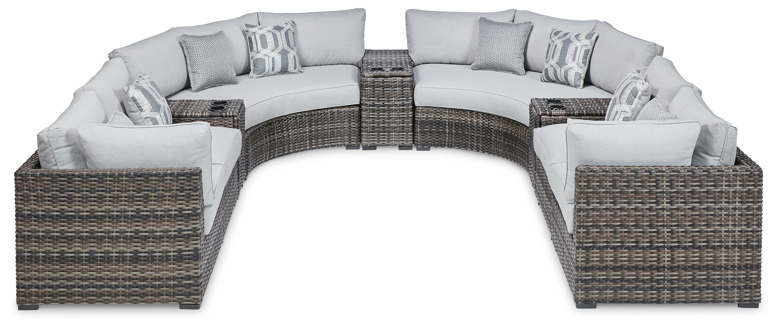 Harbor Court - Gray - 9-Piece Outdoor Sectional-Stationary Sectionals-American Furniture Outlet