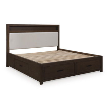 Ticanter California King storage rails in brown, with underbed drawers