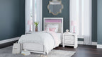 Altyra white panel bed with tall paneled headboard and matching footboard