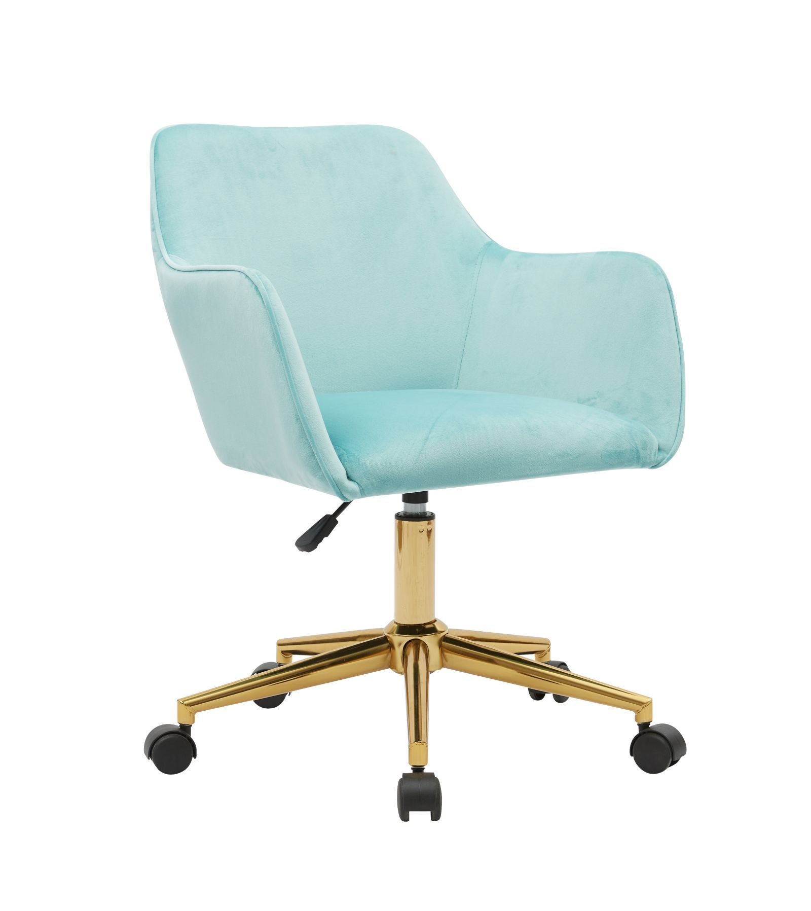 Velvet Adjustable Home Office Chair with Gold Metal Legs