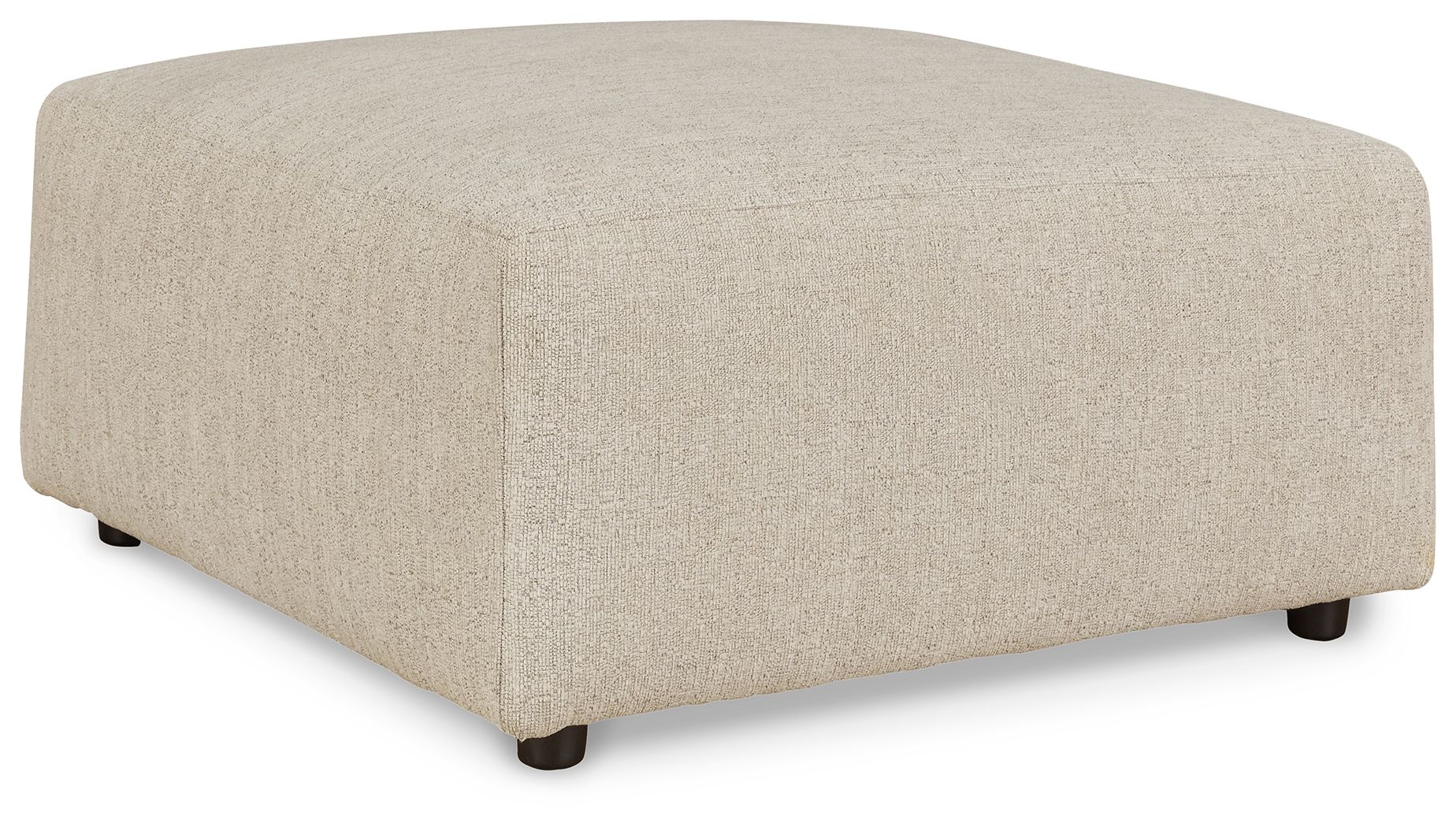 Oversized accent ottoman in light pearl silver textured fabric with short legs