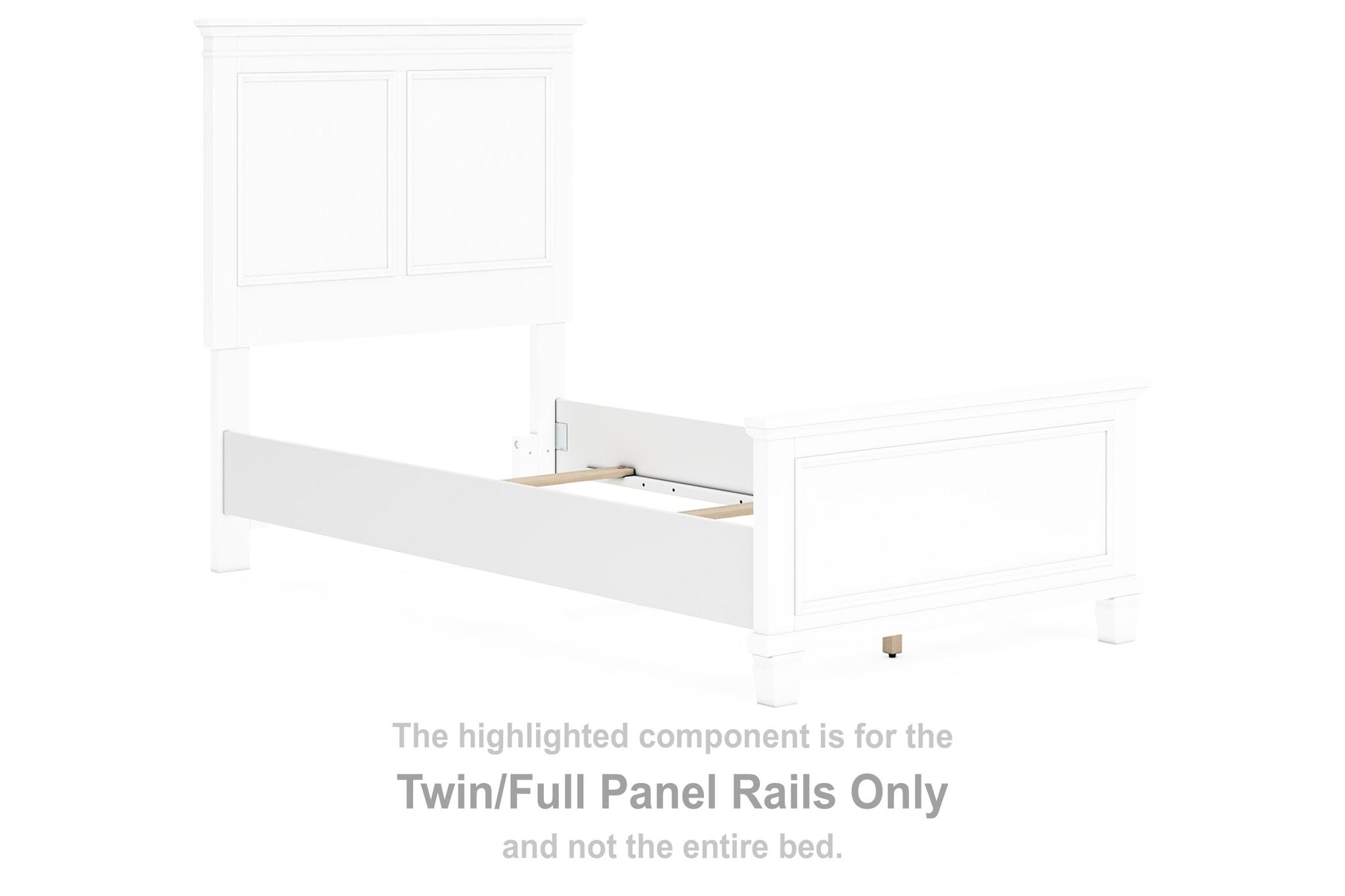 White twin/full panel rails component for bed frames