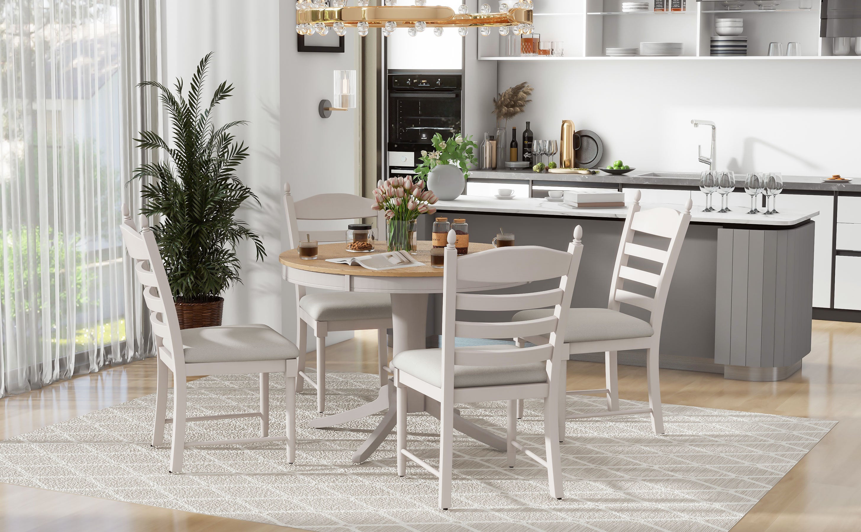 5-Pc Retro Dining Set - Off White