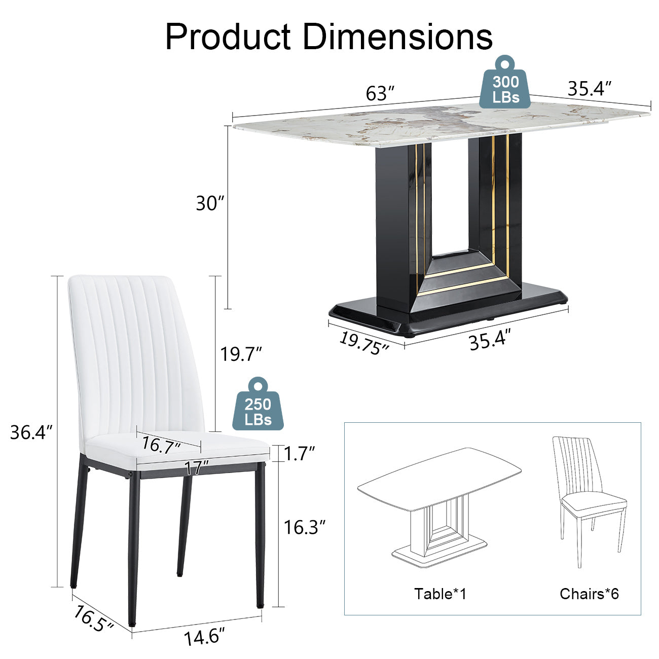 White Marble Dining Table Set for 6-8 | Modern Kitchen Table