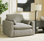 Granite gray chair and a half armchair, rolled arms, two cushions