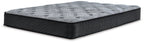 Hybrid mattress in gray with quilted surface and dark perimeter border